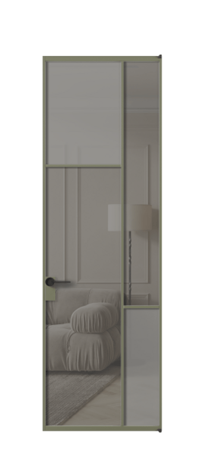 Межкомнатная дверь Mosaic АЛПЛ041.10 Алюминий оливковый тёмный Сатинированное серое стекло, триплекс, 6 мм + Прозрачное серое стекло, триплекс Цена 998960 ₸ | Volhovec