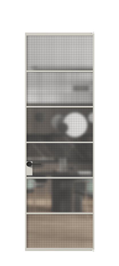 Алюминиевая дверь АЛПЛ040.04 Алюминий тёплый серый Декоративное стекло с сеткой "Mesh silver", триплекс Цена 841960  | Volhovec