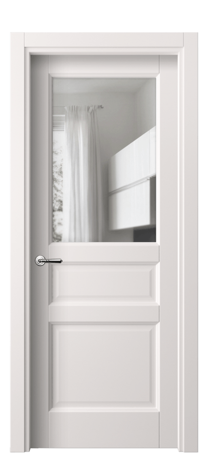 Межкомнатная дверь Galant 1432 ПЭТ кремово-серый Прозрачное стекло Цена 168220 ₸ | Volhovec