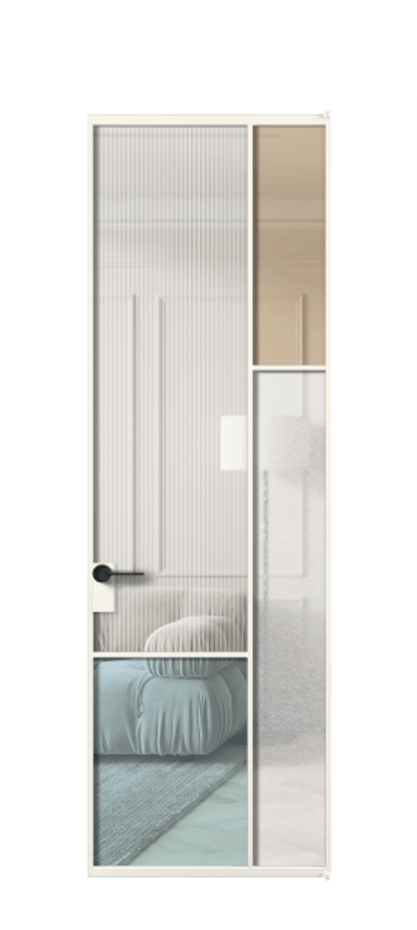 Межкомнатная дверь Mosaic АЛПЛ041.12 Алюминий пудровый белый Комбинация стекол Группы 1 и Группы 3 Цена 1036400 ₸ | Volhovec