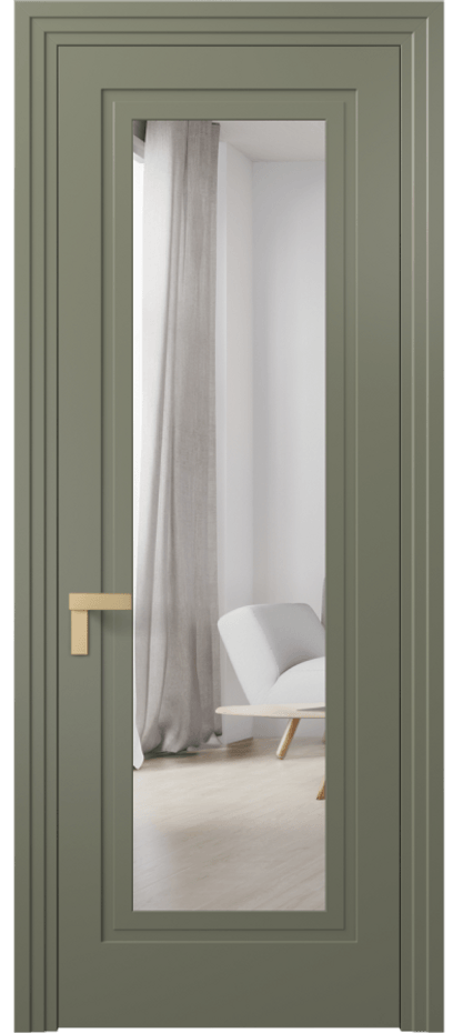 Межкомнатная дверь Rocca 8303 Матовый оливковый тёмный Двустороннее зеркало, триплекс Цена 445031 ₸ | Volhovec