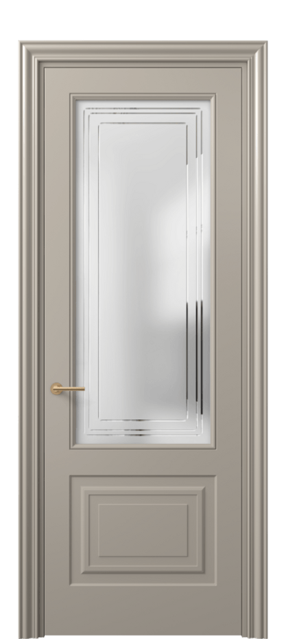 Межкомнатная дверь Mascot 8452 Матовый бисквитный Сатинированное стекло с гравировкой "Грани", триплекс, 7 мм Цена 387370 ₸ | Volhovec