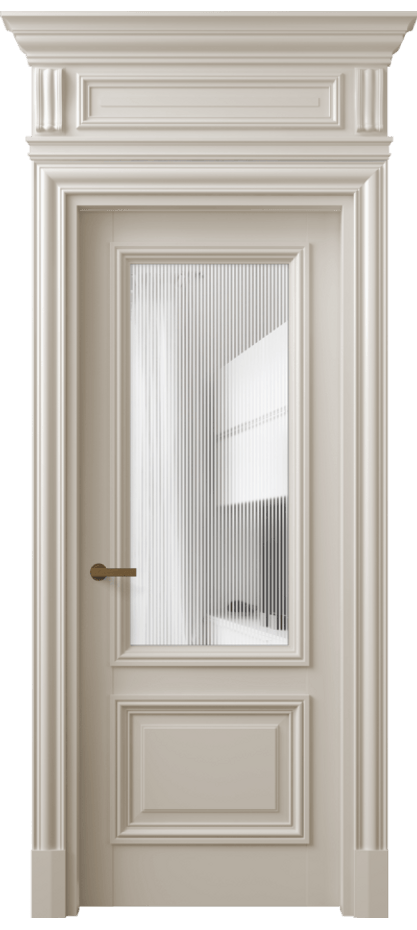 Межкомнатная дверь Антик 7302 Матовый светло-бежевый Рифлёное стекло "Дюна", триплекс Цена 1257296 ₸ | Volhovec