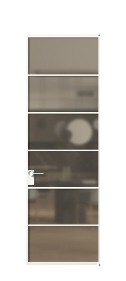 Алюминиевая дверь АЛПЛ040.04 Алюминий Белый Сатинированное бронзовое стекло, триплекс Цена 777070  | Volhovec