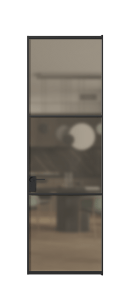 Алюминиевая дверь АЛПЛ040.03 Алюминий Черный Сатинированное бронзовое стекло, триплекс Цена 749610  | Volhovec