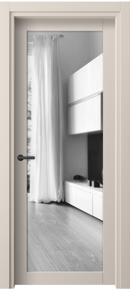 Межкомнатная дверь Neo 2102 ПЭТ пудровый бежевый Двустороннее зеркало, триплекс Цена 168220 ₸ | Volhovec