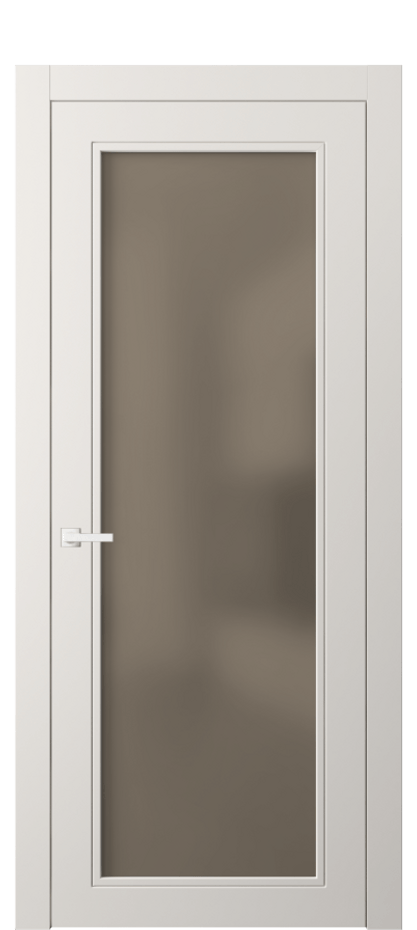 Межкомнатная дверь Нео Классик 8000 Матовый пудровый белый Сатинированное бронзовое стекло, триплекс Цена 455293 ₸ | Volhovec