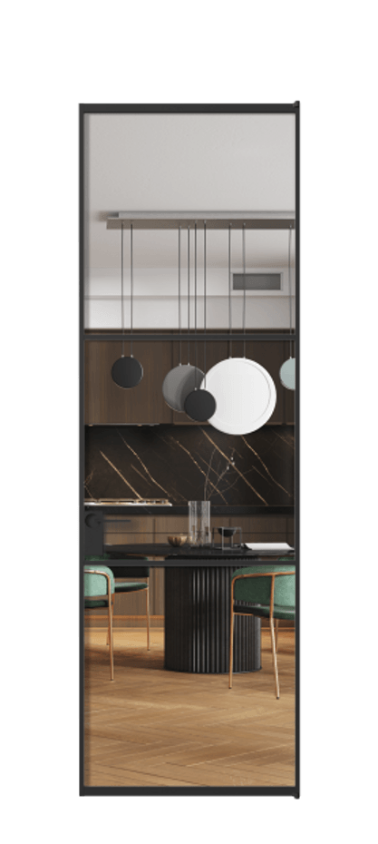 Алюминиевая дверь АЛПЛ040.03 Алюминий Черный Прозрачное стекло "Crystal Vision", калёное Цена 881030  | Volhovec