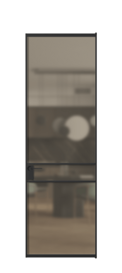 Алюминиевая дверь АЛПЛ040.02 Алюминий Черный Сатинированное бронзовое стекло, триплекс Цена 749610  | Volhovec