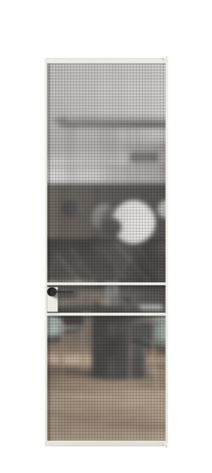 Алюминиевая дверь АЛПЛ040.02 Алюминий светло-серый Декоративное стекло с сеткой "Mesh silver", триплекс Цена 813510  | Volhovec