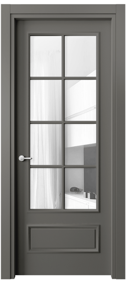 Межкомнатная дверь Paris 8112 Матовый классический серый Прозрачное стекло Цена 404221 ₸| Volhovec