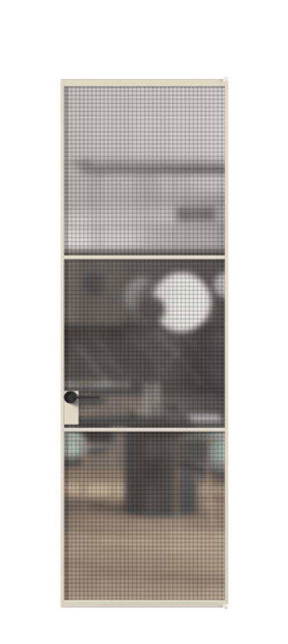 Алюминиевая дверь АЛПЛ040.03 Алюминий бежево-серый Декоративное стекло с сеткой "Mesh silver", триплекс Цена 813510  | Volhovec