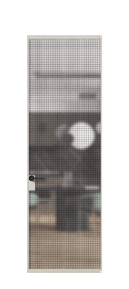 Алюминиевая дверь АЛПЛ040.01 Алюминий тёплый серый Декоративное стекло с сеткой "Mesh silver", триплекс Цена 783560  | Volhovec