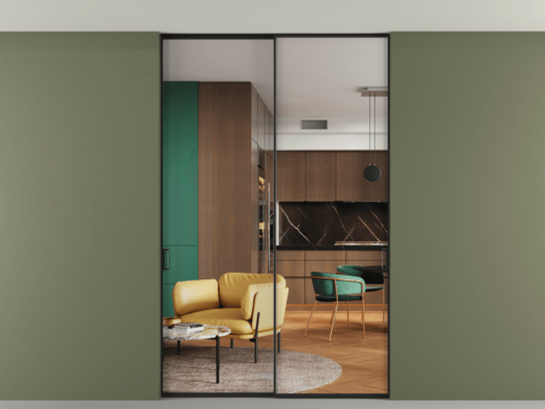 Перегородка Formato внутри проёма скрытое крепление в потолок 2 створки АЛПР 040.01 Алюминий Черный Прозрачное стекло "Crystal Vision", калёное. Скрытый короб ЧЕР Цена 1785640 ₸ 1. Полотно 2 шт. (800/2100 мм)
2. Комплект установки раздвижной системы
3. Базовый комплект фурнитуры
4. Ручка RONDO. Фабрика дверей Волховец 8 (800) 551 43 19 Перегородка Formato внутри проёма скрытое крепление в потолок 2 створки АЛПР 040.01 Алюминий Черный Прозрачное стекло "Crystal Vision", калёное Цена 1785640 ₸ | Volhovec