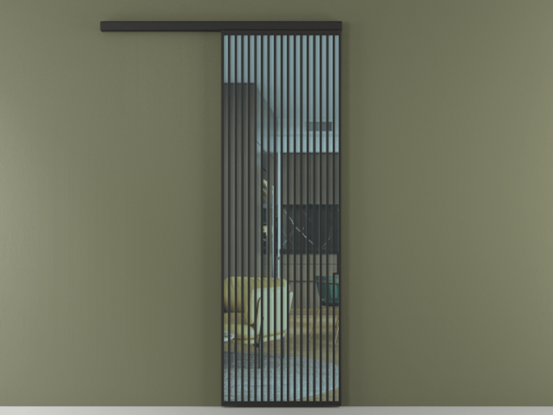 Перегородка Formato вдоль стены 1 створка АЛПР 040.06 Алюминий Черный Прозрачное голубое стекло, триплекс Цена 1101600 ₸  | Volhovec