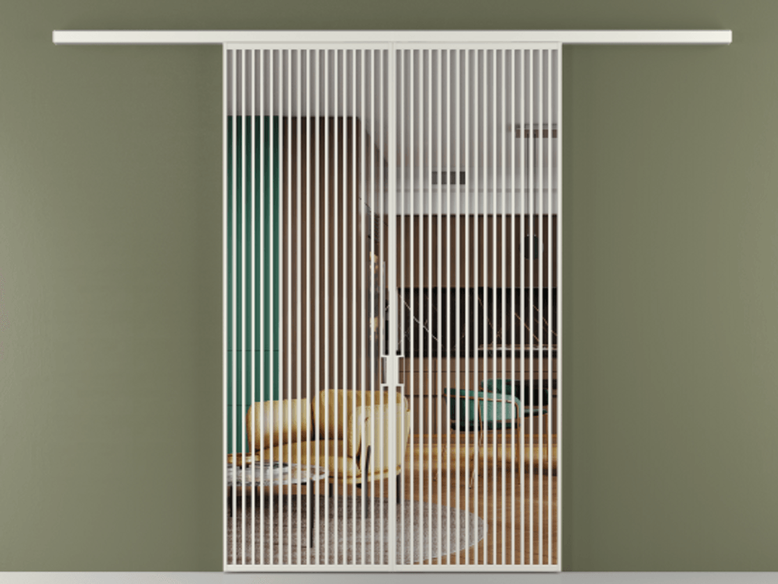 Перегородка Формато вдоль стены 2 створки АЛПР 040.06 Алюминий серый Прозрачное стекло "Кристал Вижн", калёное Цена 3364200 ₸ | Volhovec