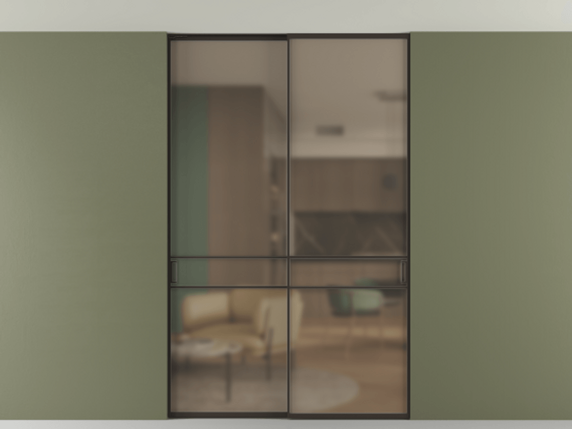 Перегородка Формато внутри проёма скрытое крепление в потолок 2 створки АЛПР 040.02 Алюминий антрацит Сатинированное бронзовое стекло, триплекс. Цена 1876505 ₸ 1. Полотно 2 шт. (800/2100 мм)
2. Комплект установки раздвижной системы
3. Базовый комплект фурнитуры
4. Ручка Рондо. Фабрика дверей Волховец 8 (800) 551 43 19 Перегородка Формато внутри проёма скрытое крепление в потолок 2 створки АЛПР 040.02 Алюминий антрацит Сатинированное бронзовое стекло, триплекс Цена 1876505 ₸ | Volhovec