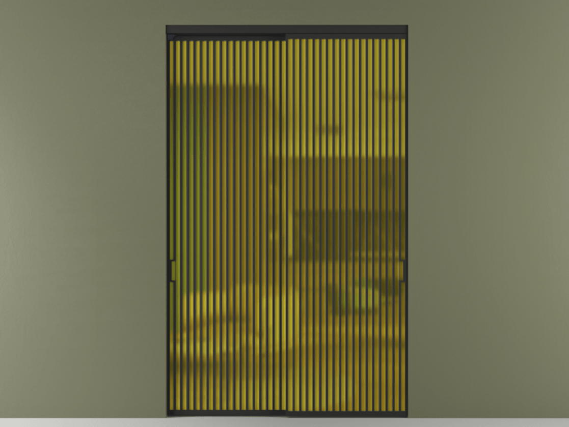 Перегородка Formato внутри проёма 2 створки АЛПР 040.06 Алюминий Черный Сатинированное жёлтое стекло, триплекс Цена 3499900 ₸  | Volhovec