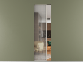 Алюминевая перегородка АЛПР 040.01 МОС MS. Цвет Алюминий облачно-серый. Материал Алюминий в эмали. Коллекция Перегородка Formato скрытый пенал 1 створка. Картинка.