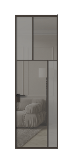 Межкомнатная дверь АЛПЛ041.23 ААН Серый сатин матовое + Серый прозрачное. Цвет Алюминий антрацит. Материал Алюминий в эмали. Коллекция Mosaic. Фото. Дверь межкомнатная АЛПЛ041.23 ААН Серый сатин матовое + Серый прозрачное. Цвет Алюминий антрацит. Материал Алюминий в эмали. Коллекция Mosaic. Картинка.