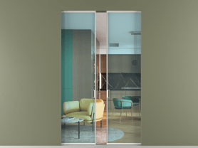 Алюминевая перегородка АЛПР 040.01 МБЛ ПРОЗ ГОЛ. Цвет Алюминий белоснежный. Материал Алюминий в эмали. Коллекция Перегородка Formato скрытый пенал 2 створки. Картинка.