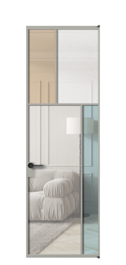 Межкомнатная дверь АЛПЛ041.23 АНСР 4 стекла. Цвет Алюминий нейтральный серый. Материал Алюминий в эмали. Коллекция Mosaic. Фото. Дверь межкомнатная АЛПЛ041.23 АНСР 4 стекла. Цвет Алюминий нейтральный серый. Материал Алюминий в эмали. Коллекция Mosaic. Картинка.